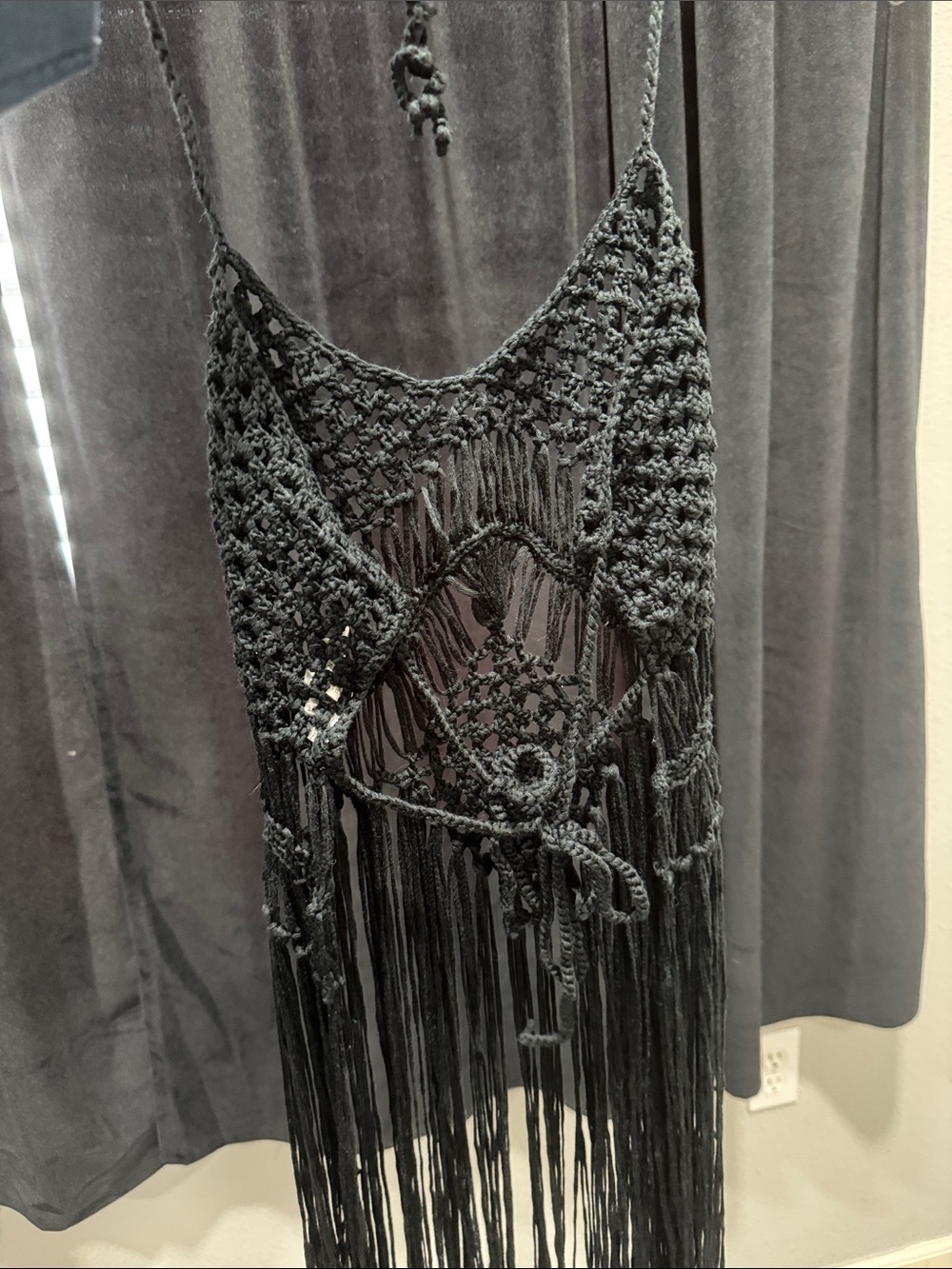 SHEIN Black Crochet Fringe Tank Top - Picture 3 of 3